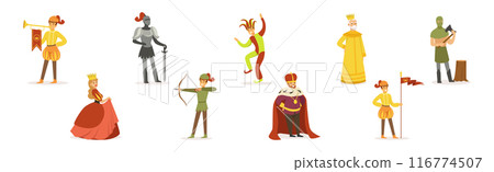 Medieval People Characters from European Historic Period Vector Set 116774507