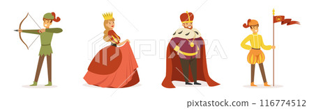 Medieval People Characters from European Historic Period Vector Set 116774512