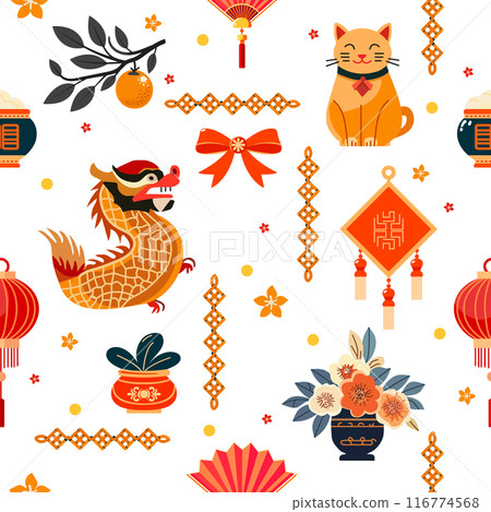 Pattern Chinese New Year Asian Tradition Oriental 116774568