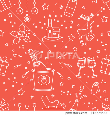 New year 2025 Christmas vector seamless pattern 116774585