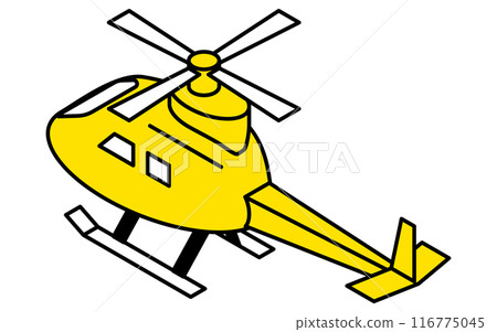 直升機的簡單線條畫圖，等距 116775045