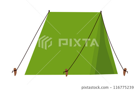 Green tent for camping. Vector flat illustration. Green tent for camping. Vector flat illustration. 116775239