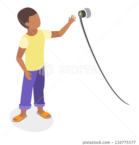 3D Isometric Flat Vector Set of Kids In Danger Situations, Children Safety. Item 4 116775577