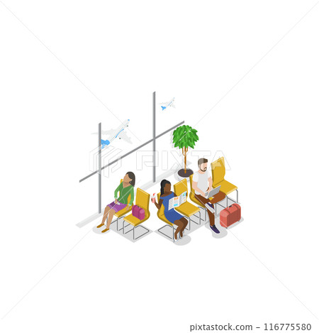 3D Isometric Flat Vector Set of Airport Scenes, Automated Border Control, Waiting Area, Duty Free Shopping. Item 1 3D Isometric Flat Vector Set of Airport Scenes, Automated Border Control, Waiting Area, Duty Free Shopping. Item 1 116775580