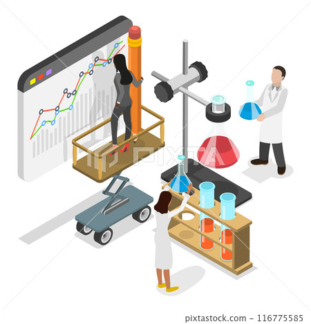 3D Isometric Flat Vector Illustration of Science Research, Scientific or Biotech Experiment Laboratory. Item 1 116775585