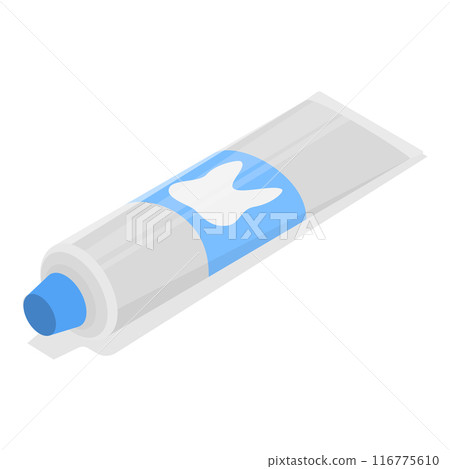 3D Isometric Flat Vector Illustration of Tooth Cleaning Tools, Dental Hygiene, Oral Care. Item 7 116775610