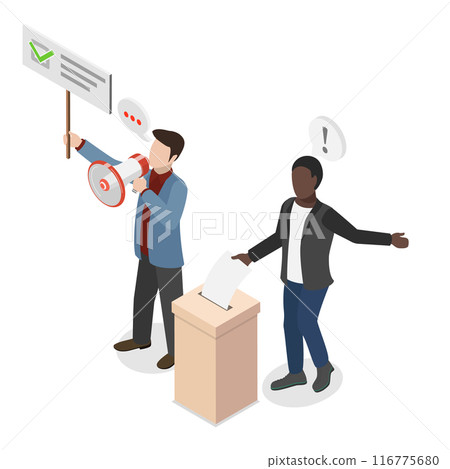 3D Isometric Flat Vector Illustration of Political Election Process , Debates and Democratic Voting. Item 2 3D Isometric Flat Vector Illustration of Political Election Process , Debates and Democratic Voting. Item 2 116775680