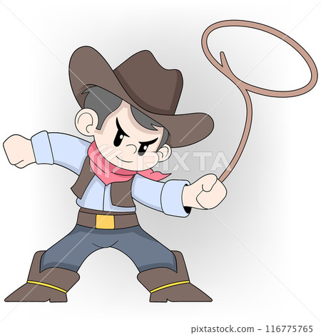 Young cowboys are playing with rope lasso 116775765