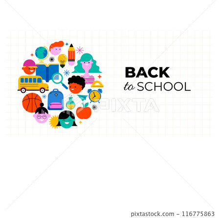 Back to school, geometrical modern style design. Back to school sale, promotion, poster and flyer Back to school, geometrical modern style design. Back to school sale, promotion, poster and flyer 116775863