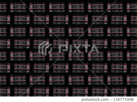 An impressive pattern of repeated square motifs on a black background 116775896