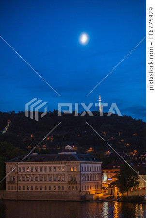Petrin lookout steel framework tower built in 1891, resembling small Eiffel Tower, on Petrin hill in Prague, capital of Czech Republic Petrin lookout steel framework tower built in 1891, resembling small Eiffel Tower, on Petrin hill in Prague, capital of Czech Republic 116775929