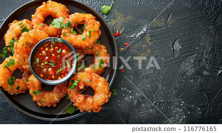 Top view of crispy fried picaroons 116776165