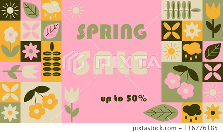 Spring sale abstract contrast horizontal banner 116776185