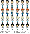 多國人各種面部表情的插圖。全身。 116776235