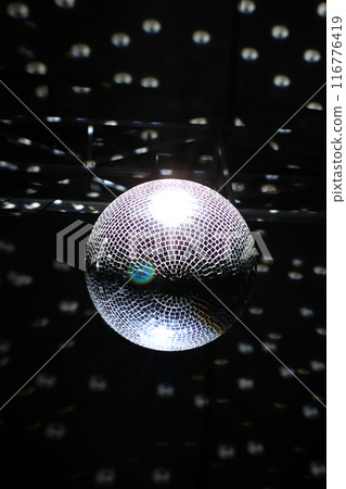 Glittering Mirrorball Bottom View Stock Photo Glittering Mirrorball Bottom View Stock Photo 116776419