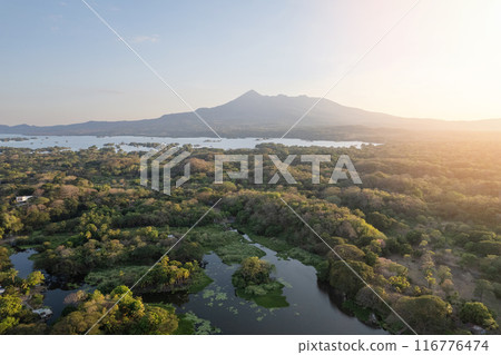 Mombacho volcano on sunset light 116776474