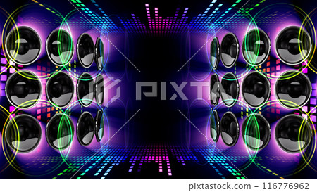 Disco club party audio speakers CG 3D illustration 116776962