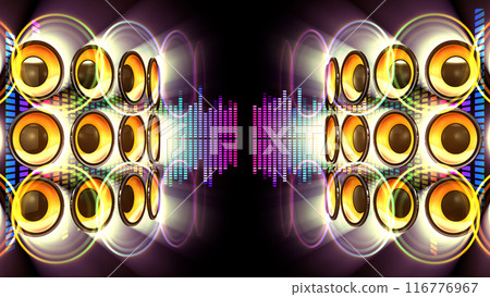 Disco club party audio speakers CG 3D illustration 116776967