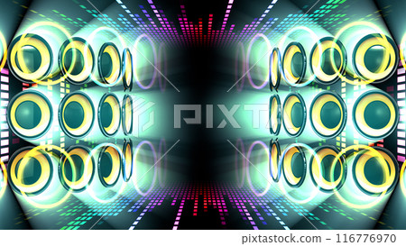 Disco club party audio speakers CG 3D illustration 116776970