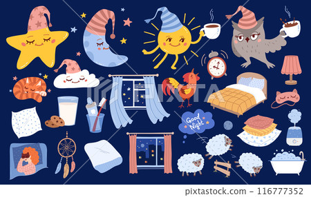 Good night vector illustrations set 116777352