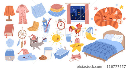 Good night vector illustrations set 116777357