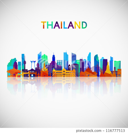 Thailand skyline silhouette in colorful geometric style. Symbol for your design. Vector illustration. 116777513
