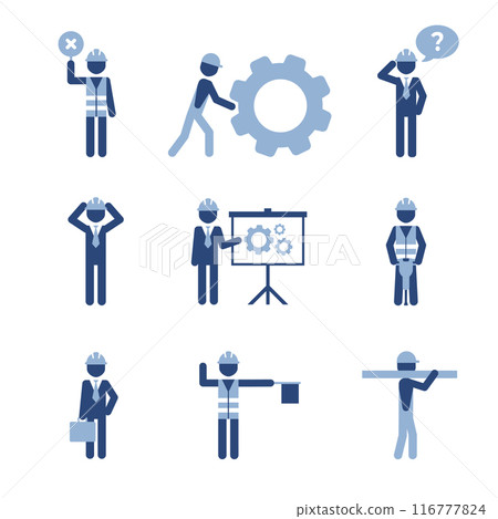Engineer construction worker pictogram icons. 116777824