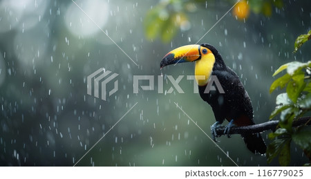 Bird Perched In Rain 116779025