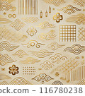 Golden Japanese pattern background illustration 116780238