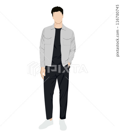 A stylish man in a light bomber jacket. Vector illustration on a white background 116780745