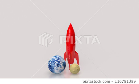 The rocket and moon for sci or Business concept 3d rendering. 116781389