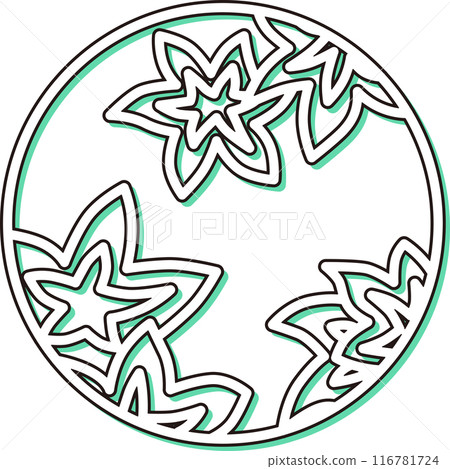 Color-Shaded Circular Mini Hanafuda Cards - Kannazuki, Autumn Leaves, October, Autumn Leaves 116781724