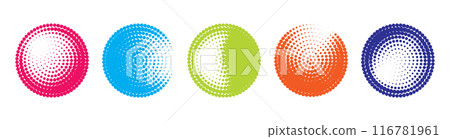 colored circle dotted halftones isolated. Vector illustration colored circle dotted halftones isolated. Vector illustration 116781961