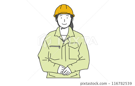 一名婦女在建築工地的插圖 116782539