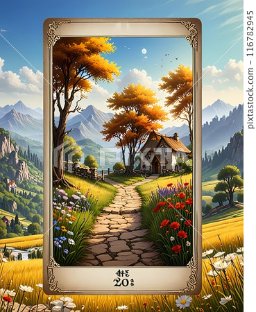 Images of fortune telling and destiny cards flying around to decide your future 116782945