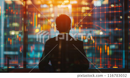 Back view of a businessman looking at a chart 116783032