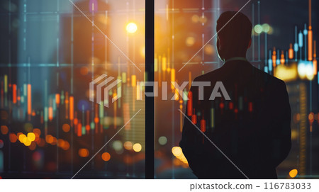 Back view of a businessman looking at a chart 116783033