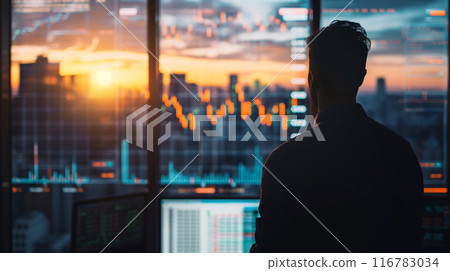 Back view of a businessman looking at a chart 116783034