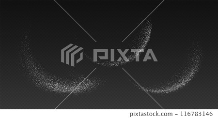 Falling sugar powder, flying salt. White crystals. 116783146