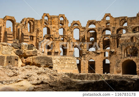 Remains of ancient Roman amphitheater in Tunis, El Jam, places of entertainment and entertainment Remains of ancient Roman amphitheater in Tunis, El Jam, places of entertainment and entertainment 116783178