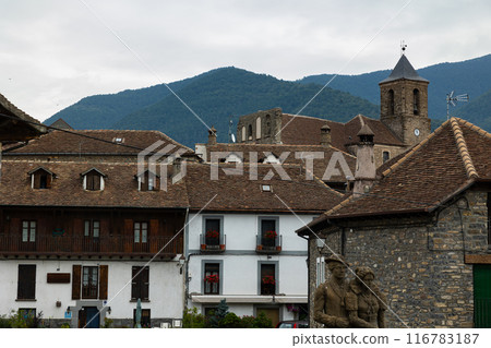 Hecho village in Huesca Aragon Spain. Hecho village in Huesca Aragon Spain. 116783187
