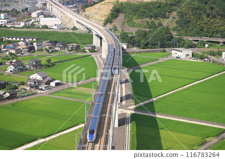 Hokuriku Shinkansen heading to Aota Hokuriku Shinkansen heading to Aota 116783264