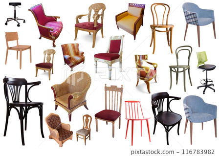 Set of chairs isolated on white background Set of chairs isolated on white background 116783982