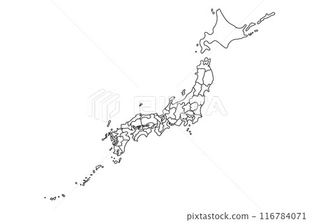 A loosely drawn map of Japan A loosely drawn map of Japan 116784071