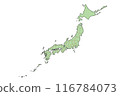 日本鬆散手繪彩色地圖 116784073