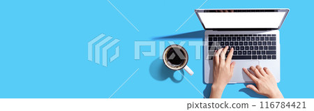 Person using a laptop computer 116784421