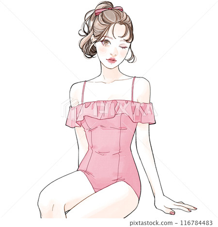 woman sitting in swimsuit 116784483