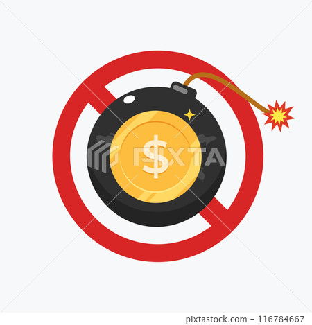 A forbidden warning about big bomb and the gold coin image in it. 116784667