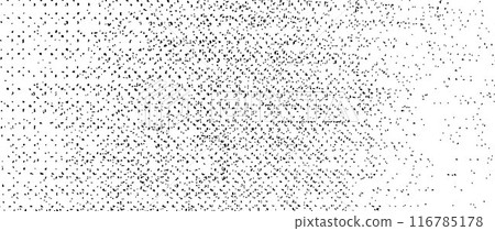 Grunge textile texture. Gritty fade fabric overlay background. Distress noise surface with dust, sand, particles, specks, speckles. Rough dirty sackcloth material backdrop. Vector shabby wallpaper 116785178