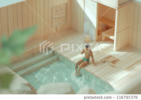 People relaxing in a sauna 116785376